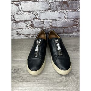 Frye Lena Black Leather Front Zip Platform Shoes Loafers Women’s Sz 8.5M US/39EU